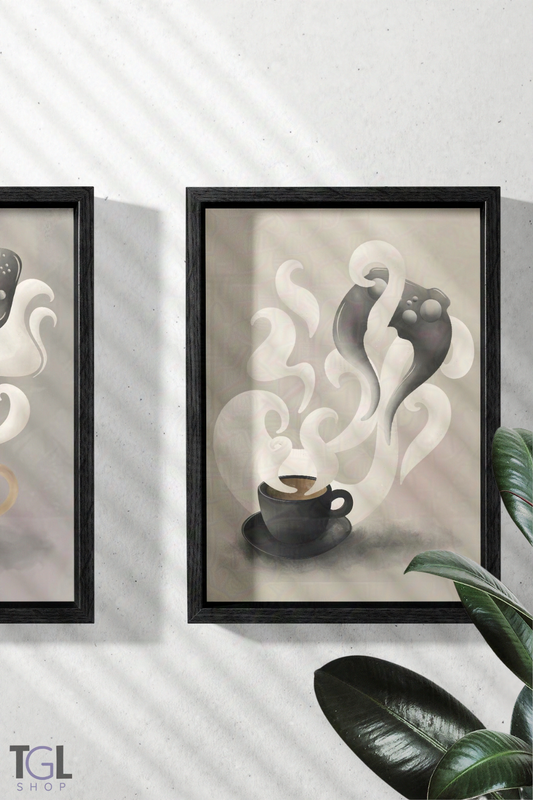 Morning Pause | Ritual of Play Collection | Framed Cozy Gaming Wall Art