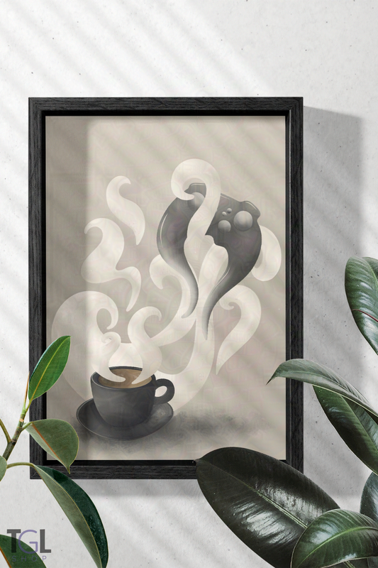 Morning Pause | Ritual of Play Collection | Framed Cozy Gaming Wall Art