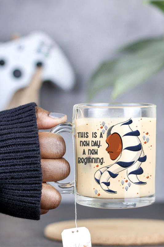 New Day New Beginning Clear Glass Mug