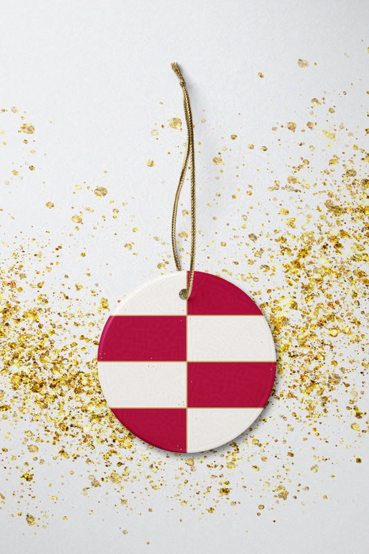 Nezuko-Inspired Red Checkered Ornament | Subtle Anime Christmas Decor