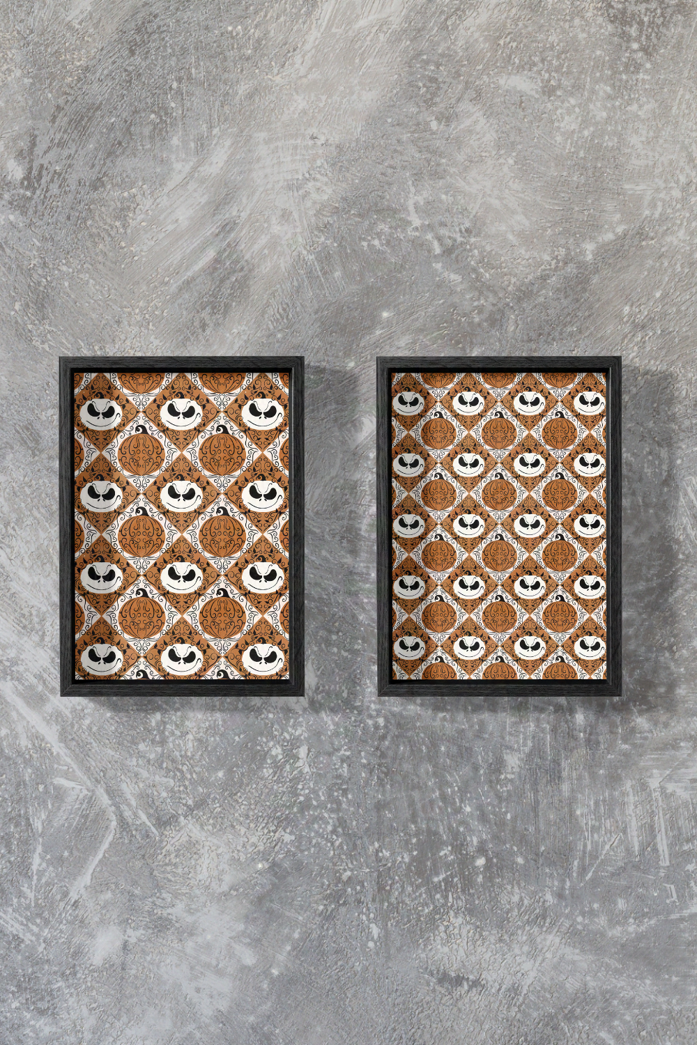 Orange Jack Skellington-Inspired Pumpkin King Small Pattern Wall Art | Spooky, Subtle, Stylized Wall Print