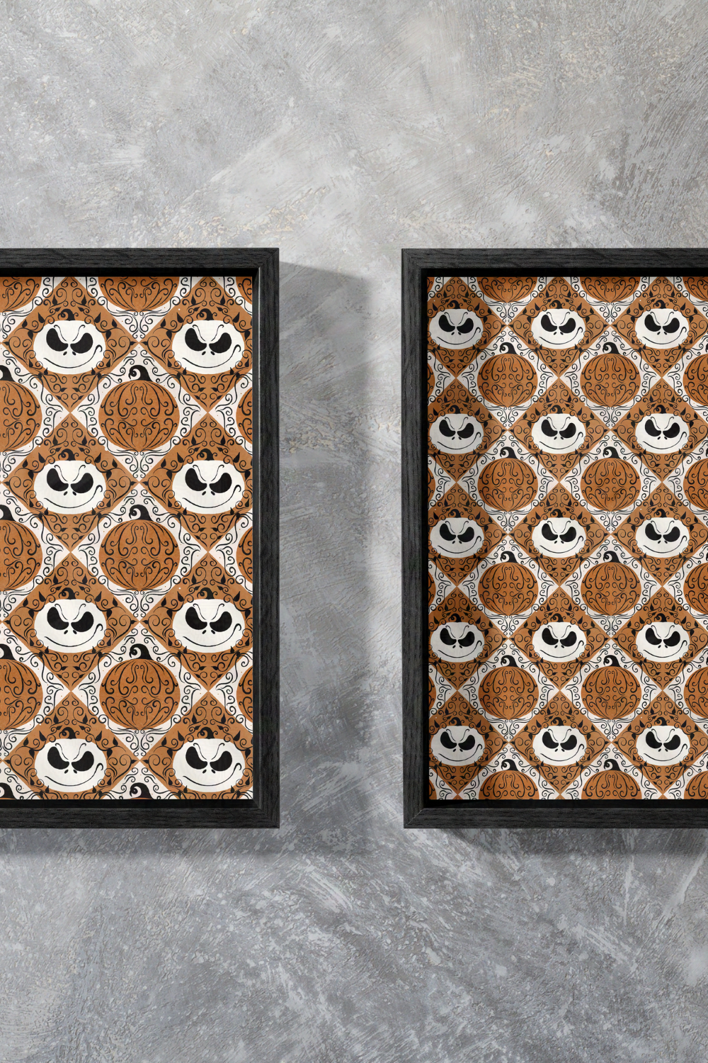 Orange Jack Skellington-Inspired Pumpkin King Small Pattern Wall Art | Spooky, Subtle, Stylized Wall Print