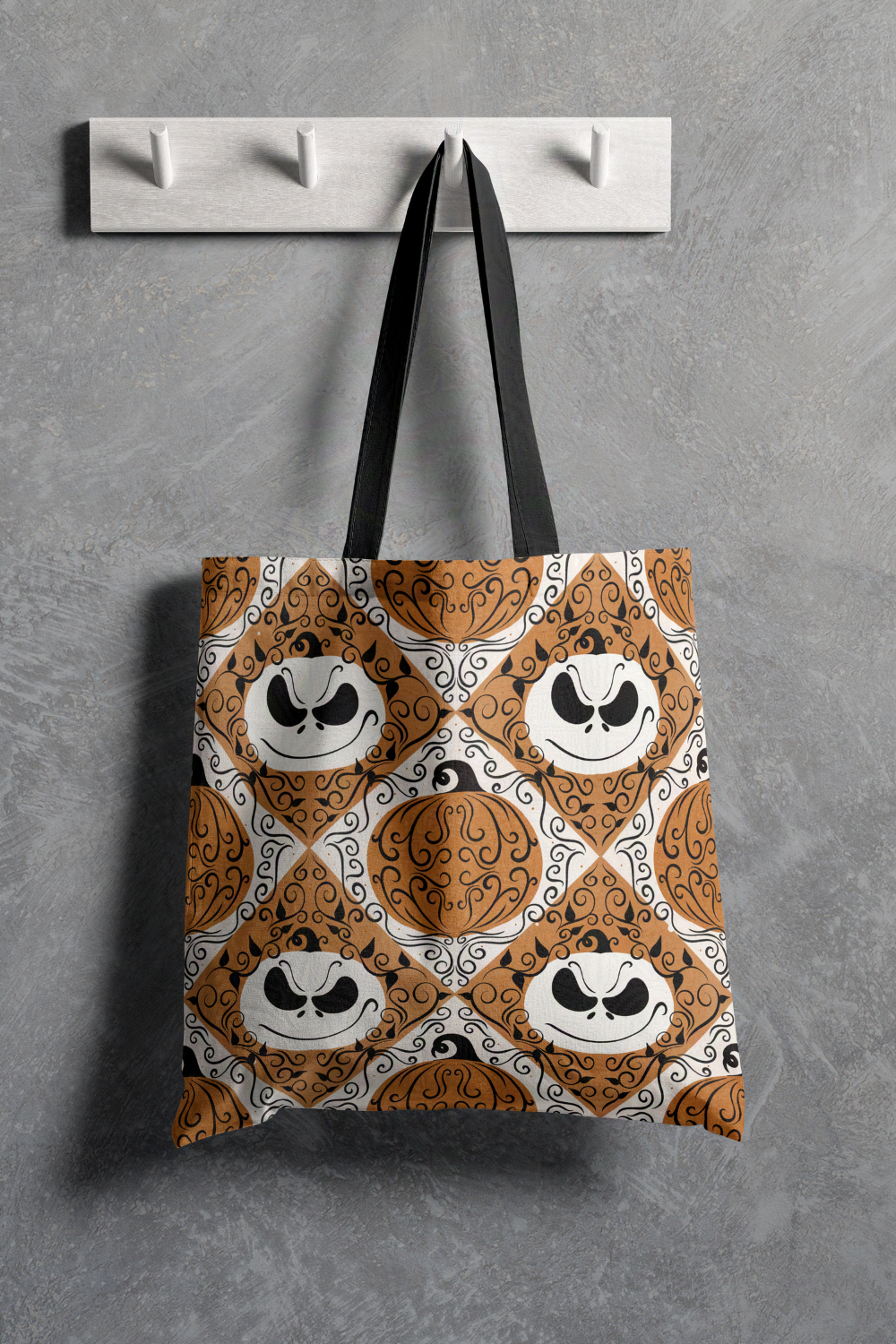 Swirled Pumpkin King Jack Skellington Orange Tote Bag | Trick or Treat Bag | Boo Bag