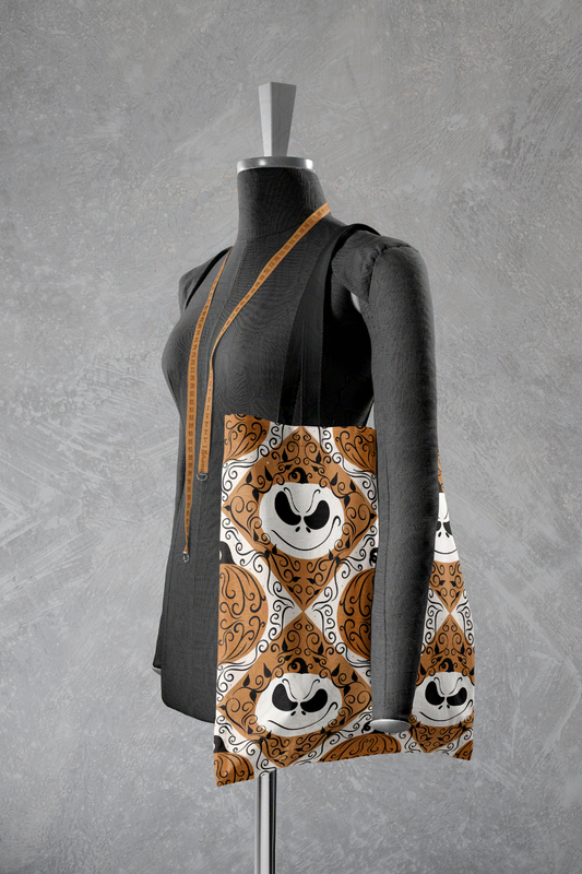 Swirled Pumpkin King Jack Skellington Orange Tote Bag | Trick or Treat Bag | Boo Bag