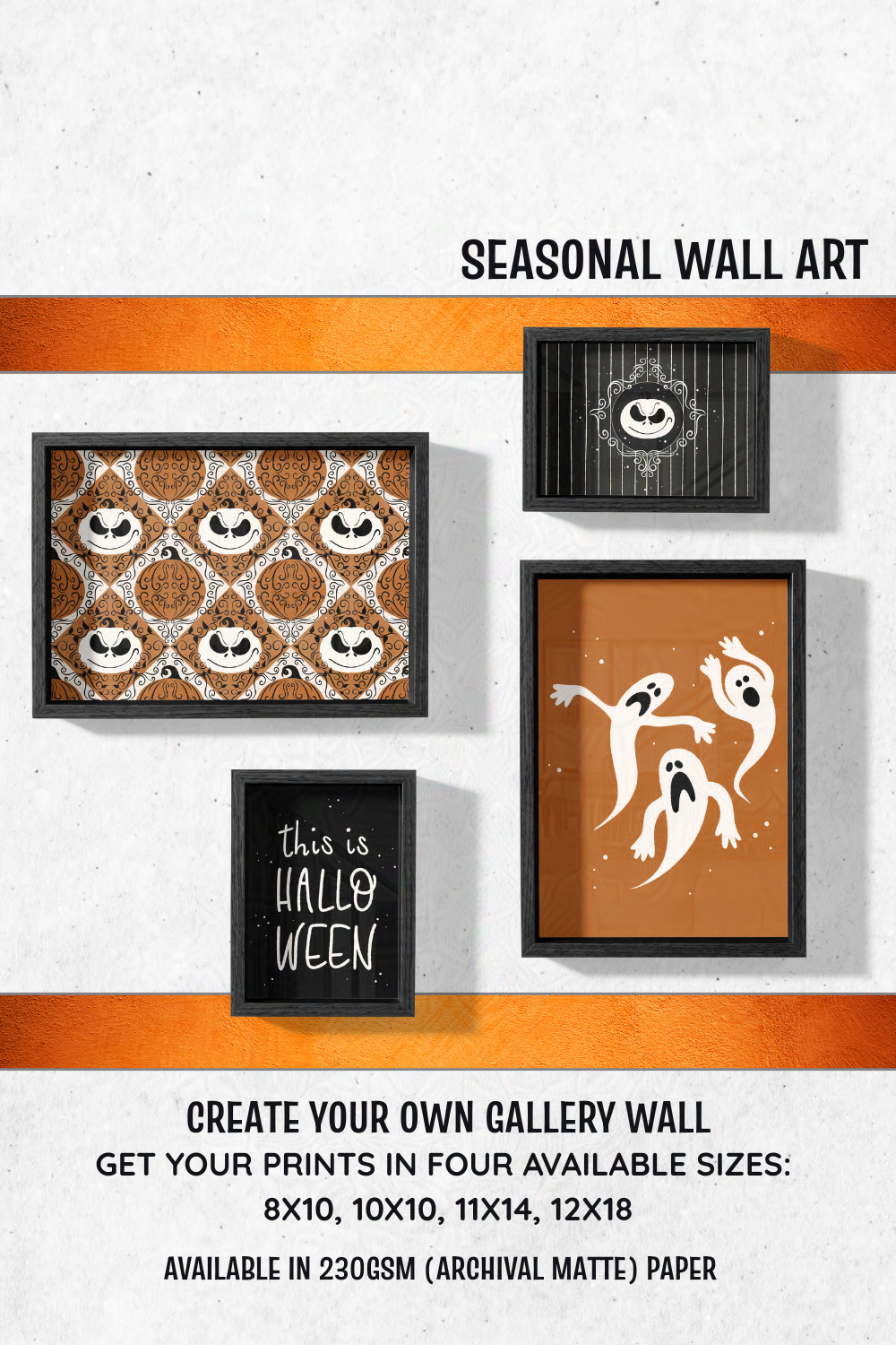 Jack Skellington-Inspired Pumpkin King Pattern Wall Art | Spooky, Subtle, Stylized Wall Print