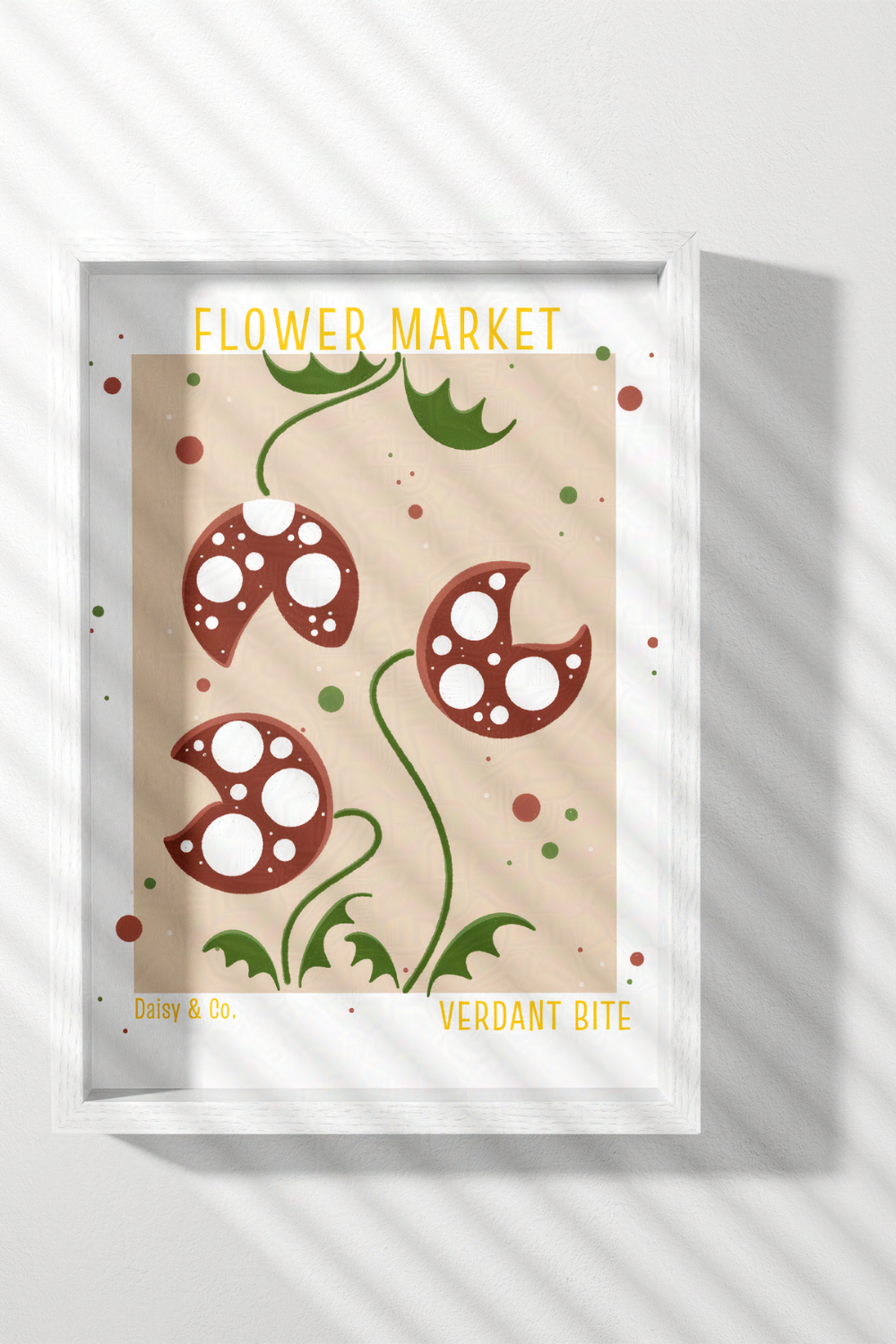 Daisy & Co. Flower Market Framed Wall Art – Verdant Bite | Cozy Botanical Video Game Inspired Spring Wall Art