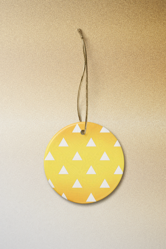 Zenitsu-Inspired Yellow Uroko Pattern Ornament | Bright Anime Christmas Decor
