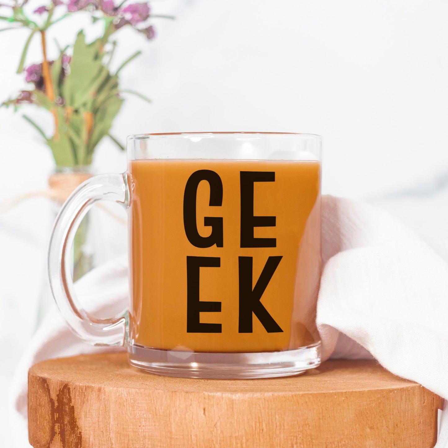 GEEK Clear Mug Glass for Geeks and Gamers