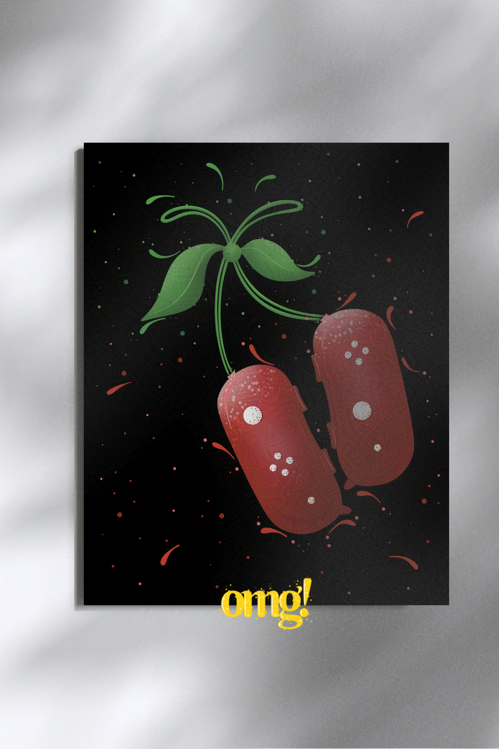 Cherry Coded Controllers Wall Art for Gamer Geeks