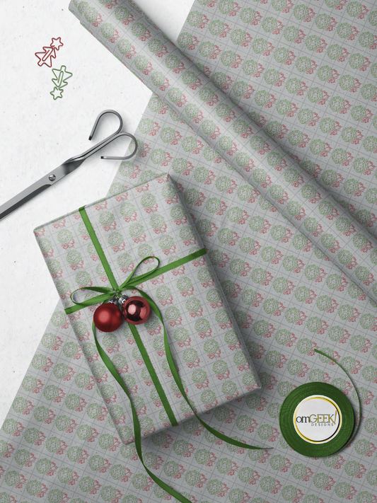 Holiday Christmas Wreath Patterned Paper, Inspired by Christmas Town, the Nightmare Before Christmas