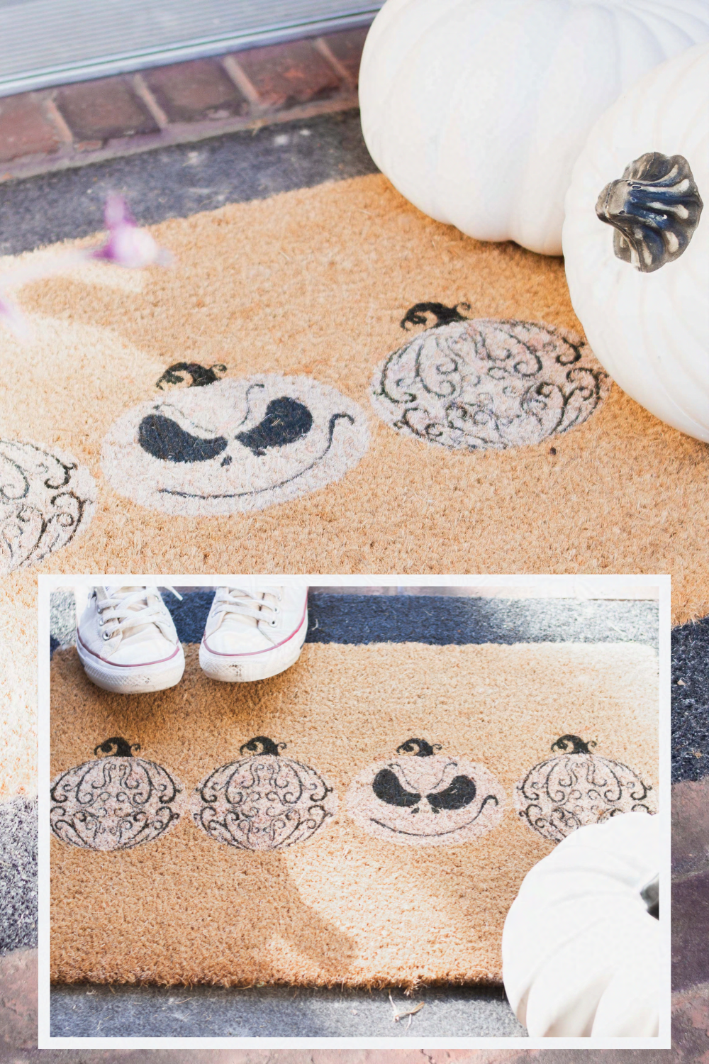 White Pumpkin King Jack Skellington Doormat
