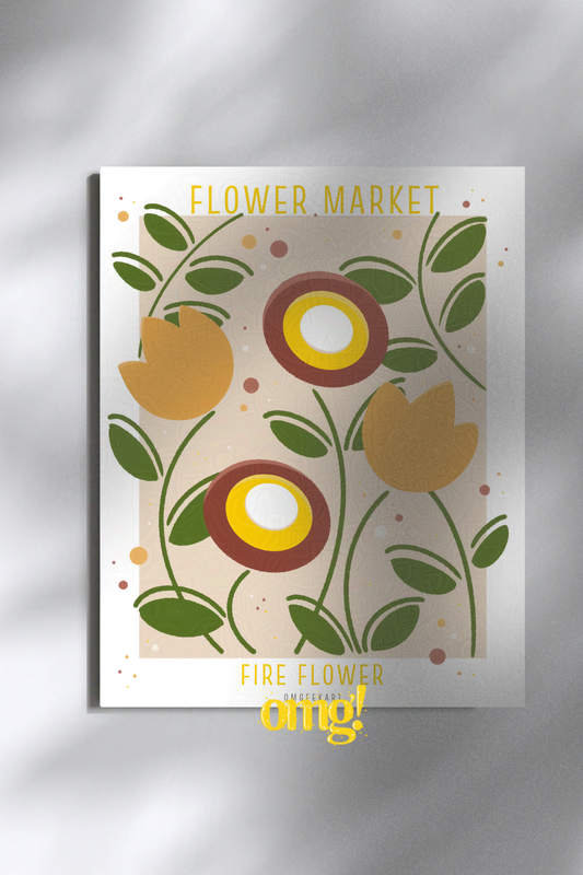 Fire Flower Market Wall Art for Gamer Geeks