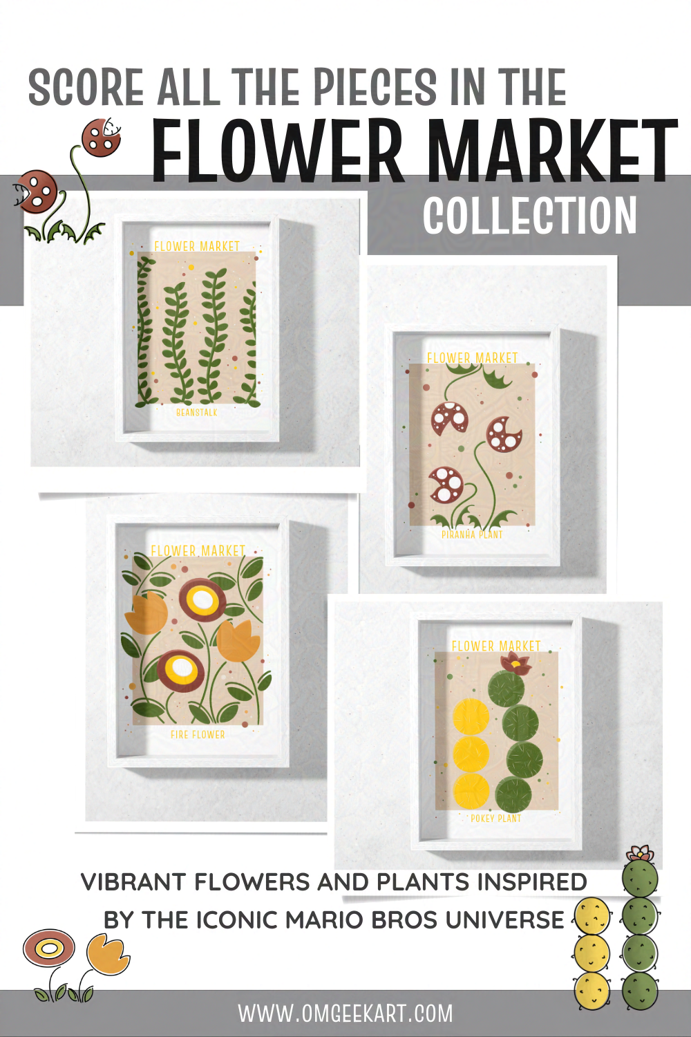 Beanstalk Flower Market Wall Art for Gamer Geeks