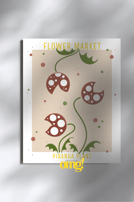 Piranha Venus Fly Plant Flower Market Wall Art for Gamer Geeks