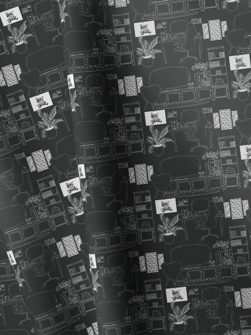 Modern Toile de Jouy-Inspired Geeky Gamer Gaming Space Fabric on a Dark Background